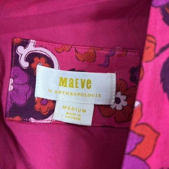 Maeve Anthropologie Dress Size Medium Women Pink Purple Floral Print Wrap Mini - Picture 4 of 9